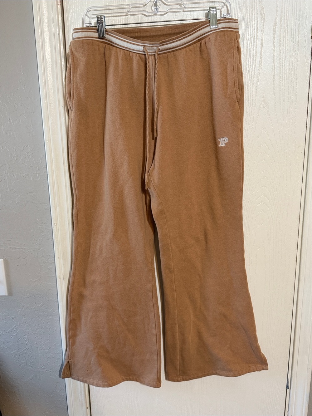 PINK Victoria's Secret Brown Fleece Joggers with Stripe Waistband